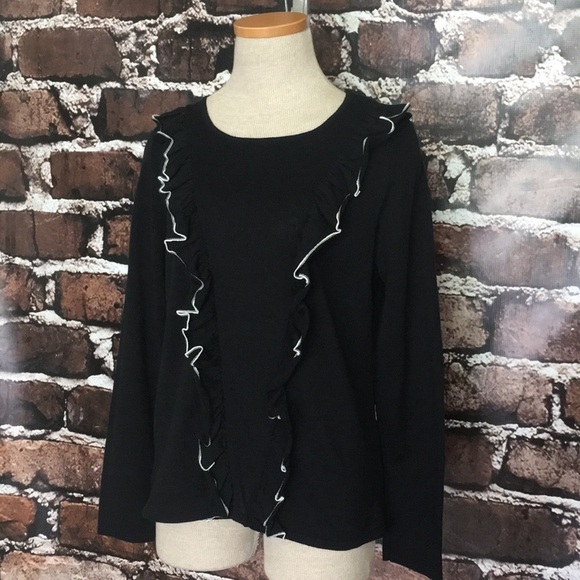 Skovhuus Sweater Pullover Ruffle Denmark Black White Small - Picture 4 of 8